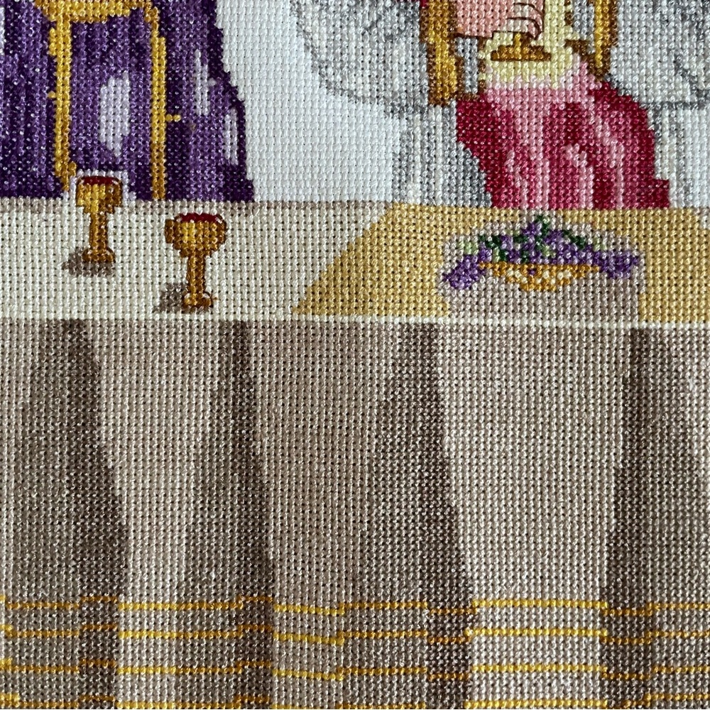 The Last Supper Colorful Vintage Cross Stitch Picture Unframed - Picture 10 of 12